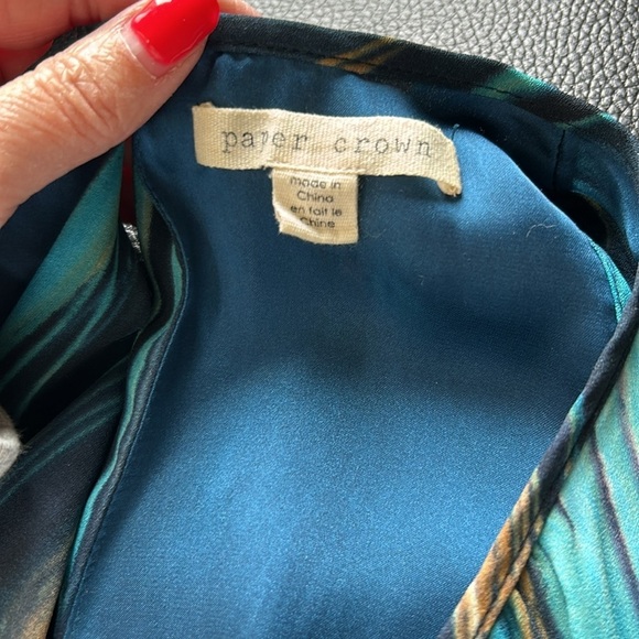 Paper Crown Striped Blue and Tan Midi Dress - Picture 12 of 16